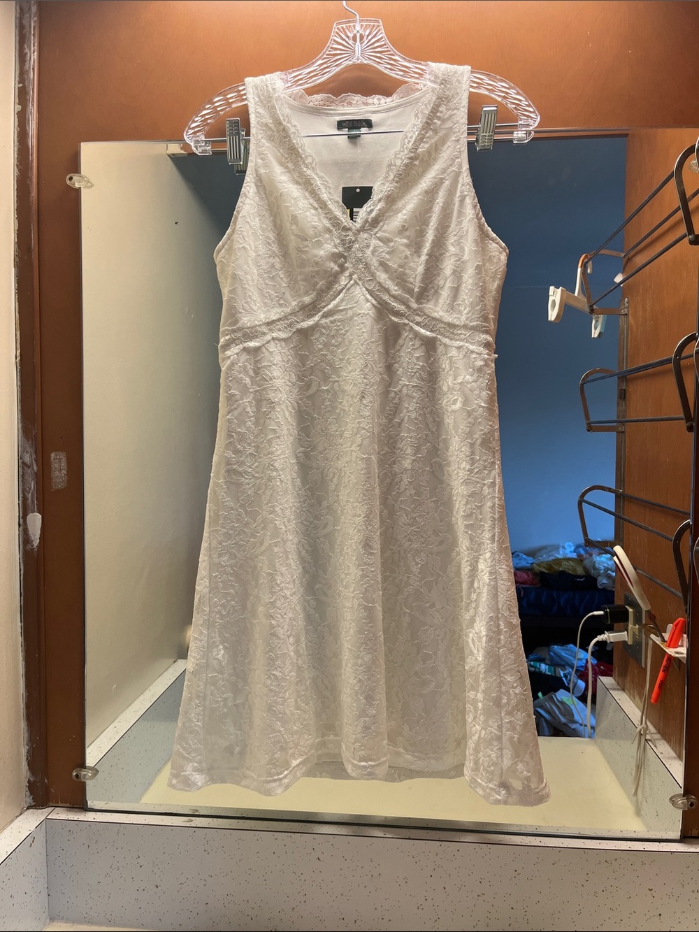 wild fable White Sleeveless Lace Midi Dress